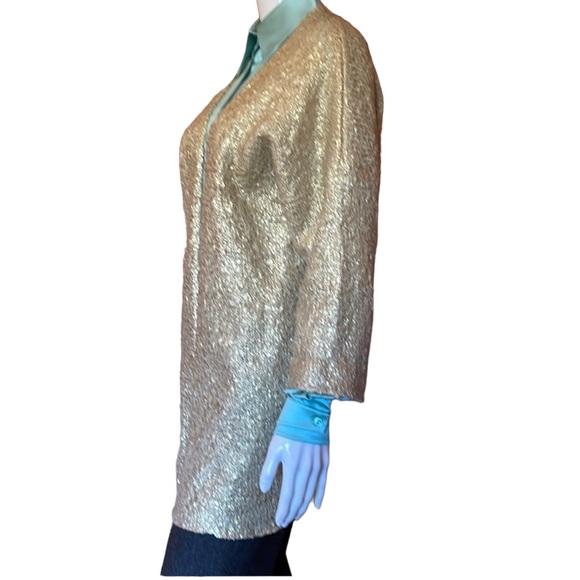 EYE DOLL Open front, metallic textured golden wheat colored jacket, S/M, EUC - Picture 2 of 11